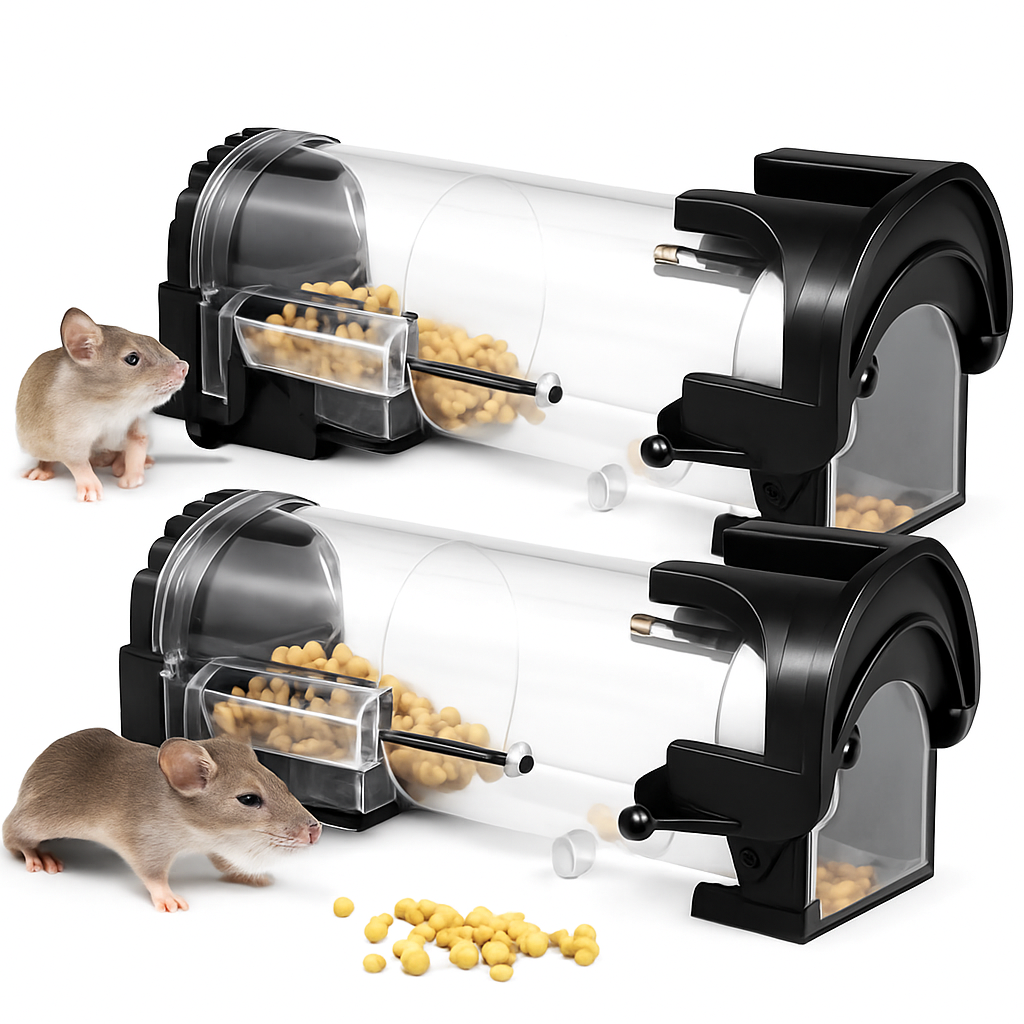 Humane Mouse Traps, Live Capture Mouse Trap for Indoors & Outdoors, Reusable, Easy to Use and Clean, Black and Clear, 23.5cm x 8cm x 8cm, 1 Pack