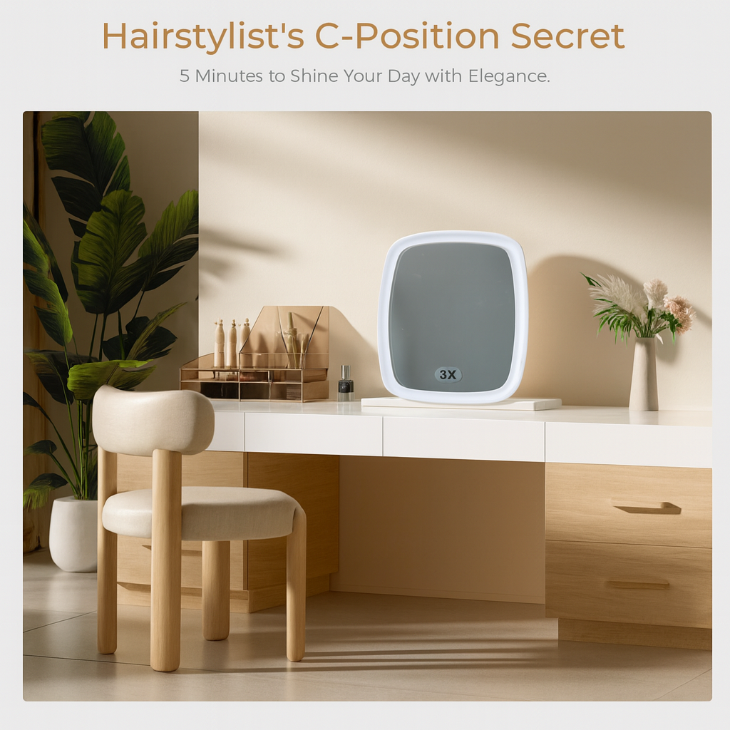 Rechargeable Travel Makeup Mirror, 3X Magnifying Makeup Mirror Tabletop Folding Mirrors for Travel, Touch Screen, Cosmetic - White