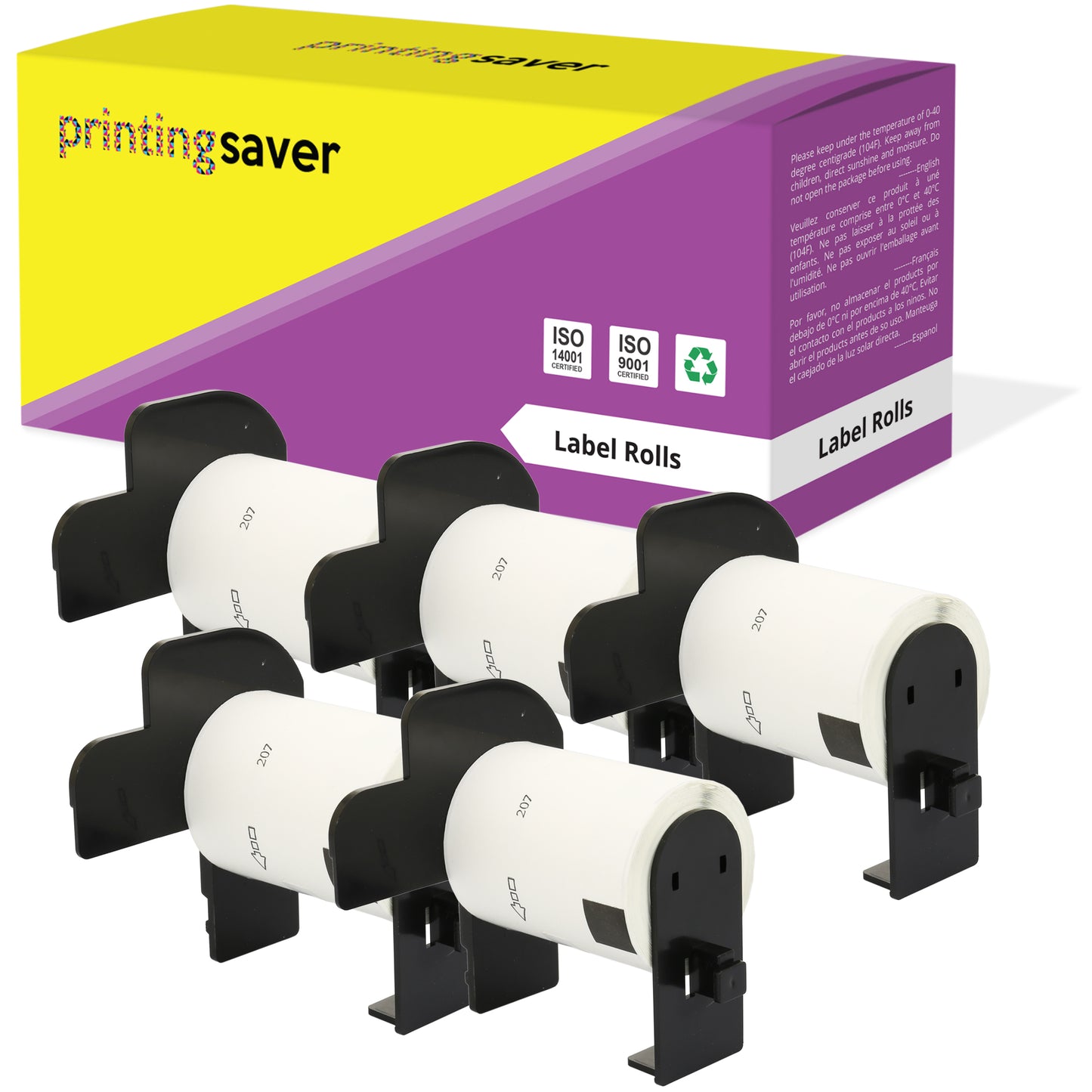 Compatible Roll DK11207 DK-11207 58mm x 58mm CD/DVD Film Labels for Brother P-Touch - Printing Saver