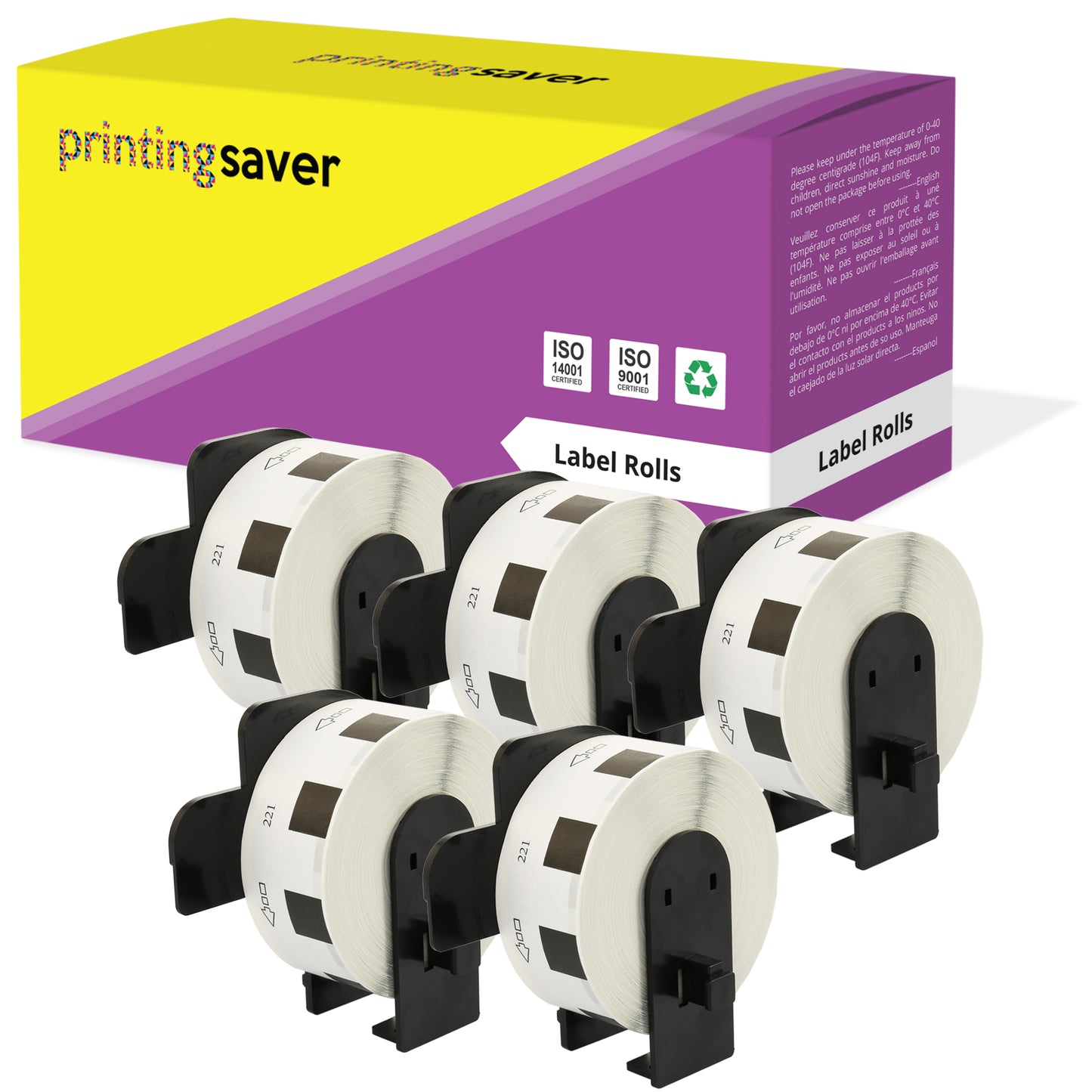 Compatible Roll DK11221 DK-11221 23mm x 23mm Square Labels for Brother P-Touch - Printing Saver