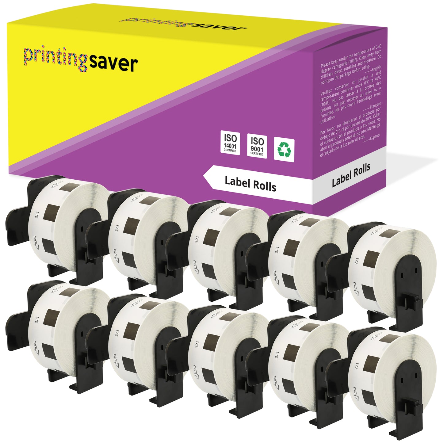 Compatible Roll DK11221 DK-11221 23mm x 23mm Square Labels for Brother P-Touch - Printing Saver