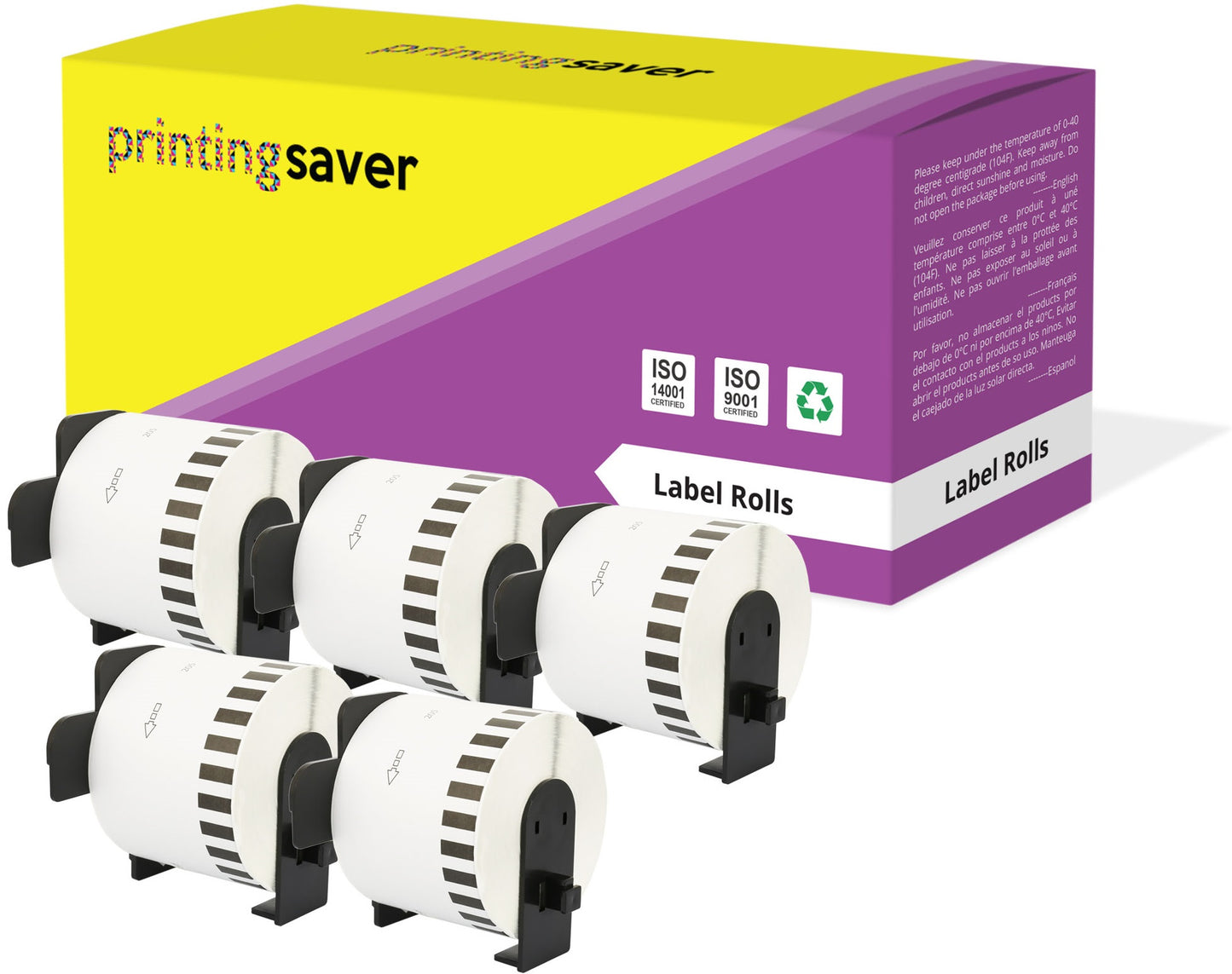 Compatible Roll DK44205 DK-44205 62mm x 30.48m Continuous Removable Labels for Brother P-Touch QL-1050 QL-550 QL-500 QL-570 - Printing Saver
