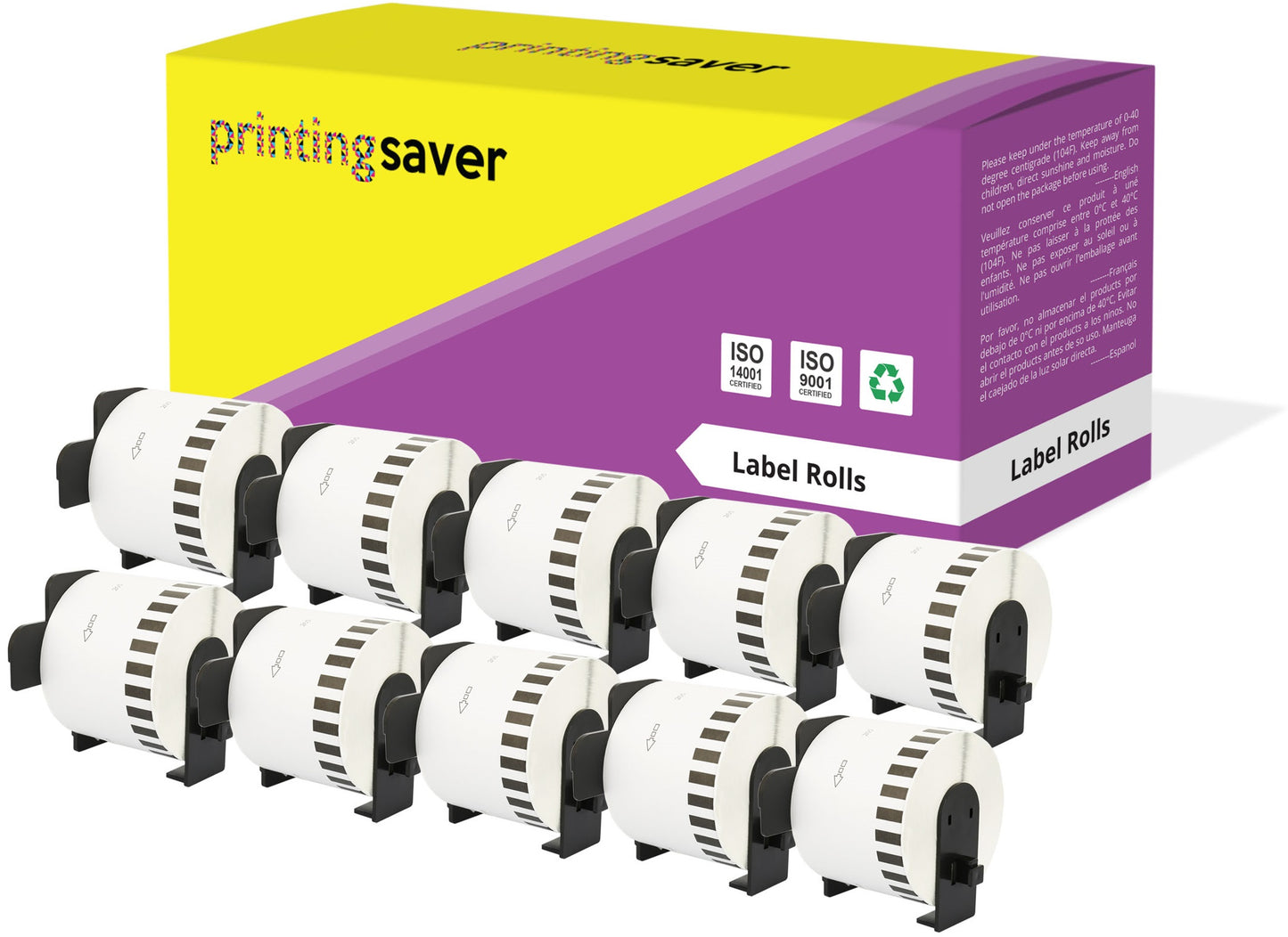 Compatible Roll DK44205 DK-44205 62mm x 30.48m Continuous Removable Labels for Brother P-Touch QL-1050 QL-550 QL-500 QL-570 - Printing Saver