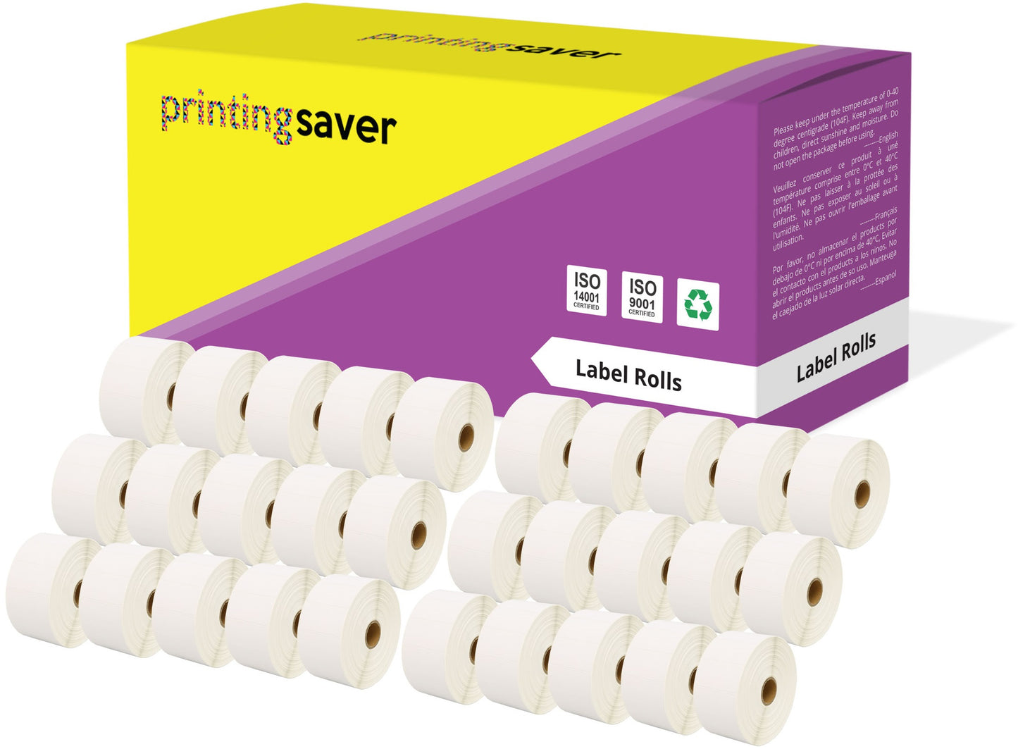 Compatible Roll 52mm x 25mm White Direct Thermal Labels for Zebra GK420d ZD420 TLP 2844 Citizen CL-S521 - Printing Saver