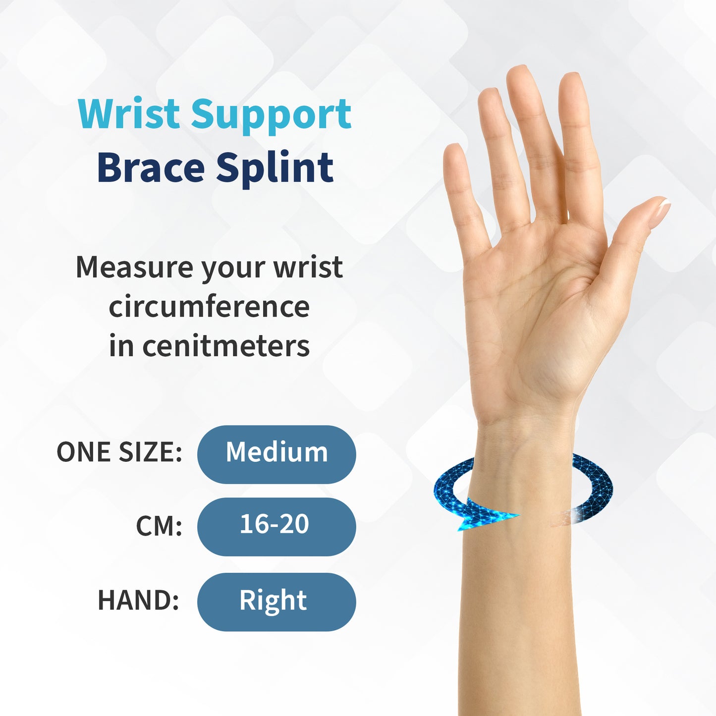 Direct Wrist Support Splint Brace for Right Hand,Support and Tendonitis Arthritis Pain Relief - for Men and Women (Right Hand)