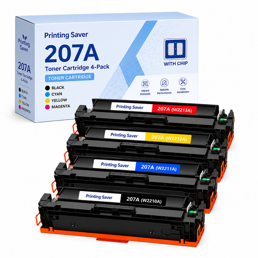 207A Toner Cartridge Set with Chip for HP Color LaserJet Pro, 4 Pack | Compatible with HP M255dw M255nw M282nw M283fdw M283fdn, W2210A W2211A W2212A W2213A
