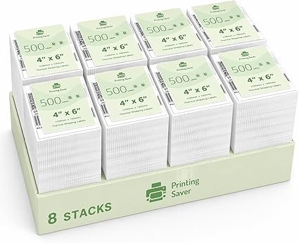 8 Pack 4x6 Shipping Labels (100x150mm), 500 Labels/Stack, Compatible with Zebra GK420D GX420D GK420T & Toshiba TEC B-SV4D B-SV4T, Citizen CLP Series, Eltron TLP2742 – Thermal Address Labels - Printing Saver