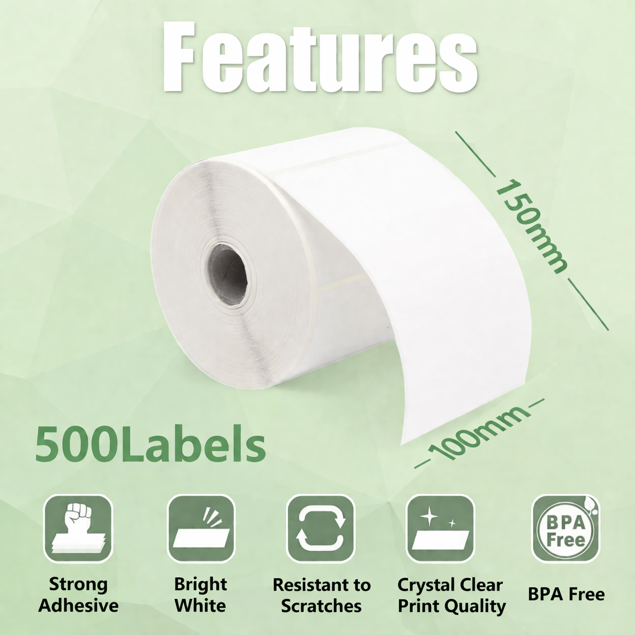 4 Compatible Rolls 100mm x 150mm White Direct Thermal Labels for Zebra GK420d GK420t GC420d GX420d GX420t GC420t GX430t GT800 LP2844 TLP 2844 Citizen CL-S521 CL-S621 CL-S631 (500 Labels per Roll) - Printing Saver
