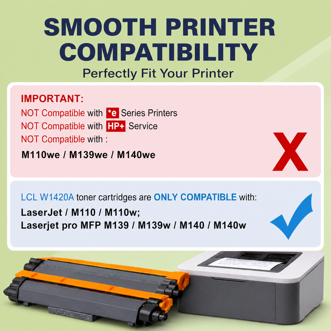 142A Toner Cartridge 2 Pack with Chip Compatible Replacement for HP W1420A W1420X 142A 142X for LaserJet M110w M110 MFP M140w M140 M139w M139 (2 Black) - Printing Saver