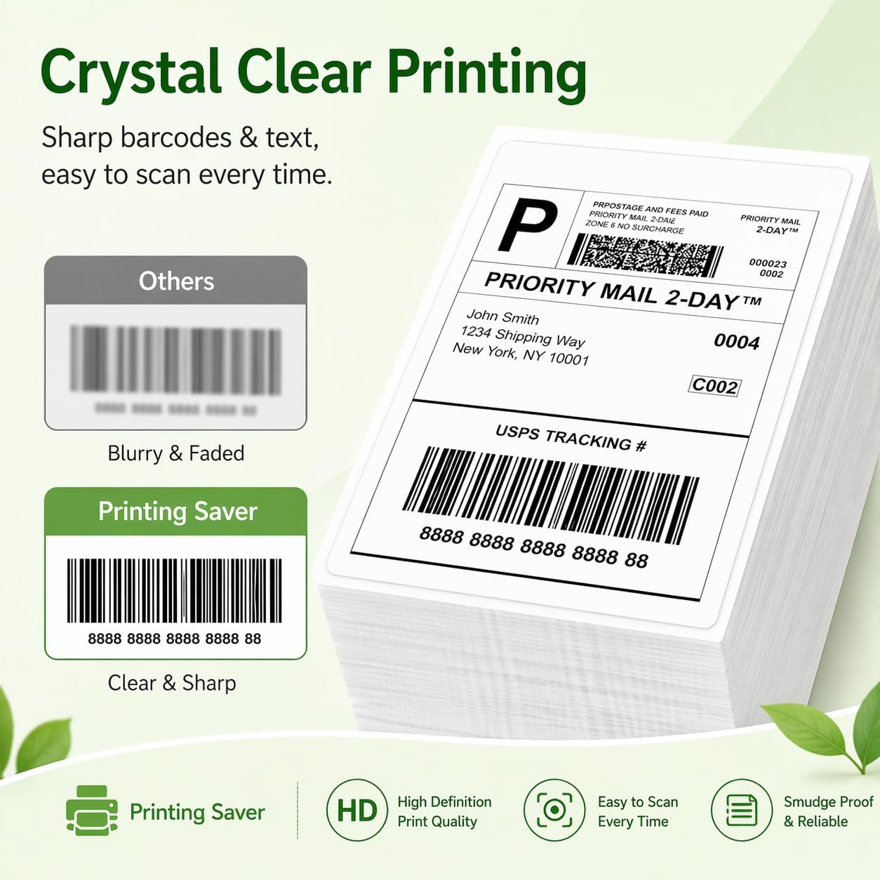 8 Pack 4x6 Shipping Labels (100x150mm), 500 Labels/Stack, Compatible with Zebra GK420D GX420D GK420T & Toshiba TEC B-SV4D B-SV4T, Citizen CLP Series, Eltron TLP2742 – Thermal Address Labels - Printing Saver