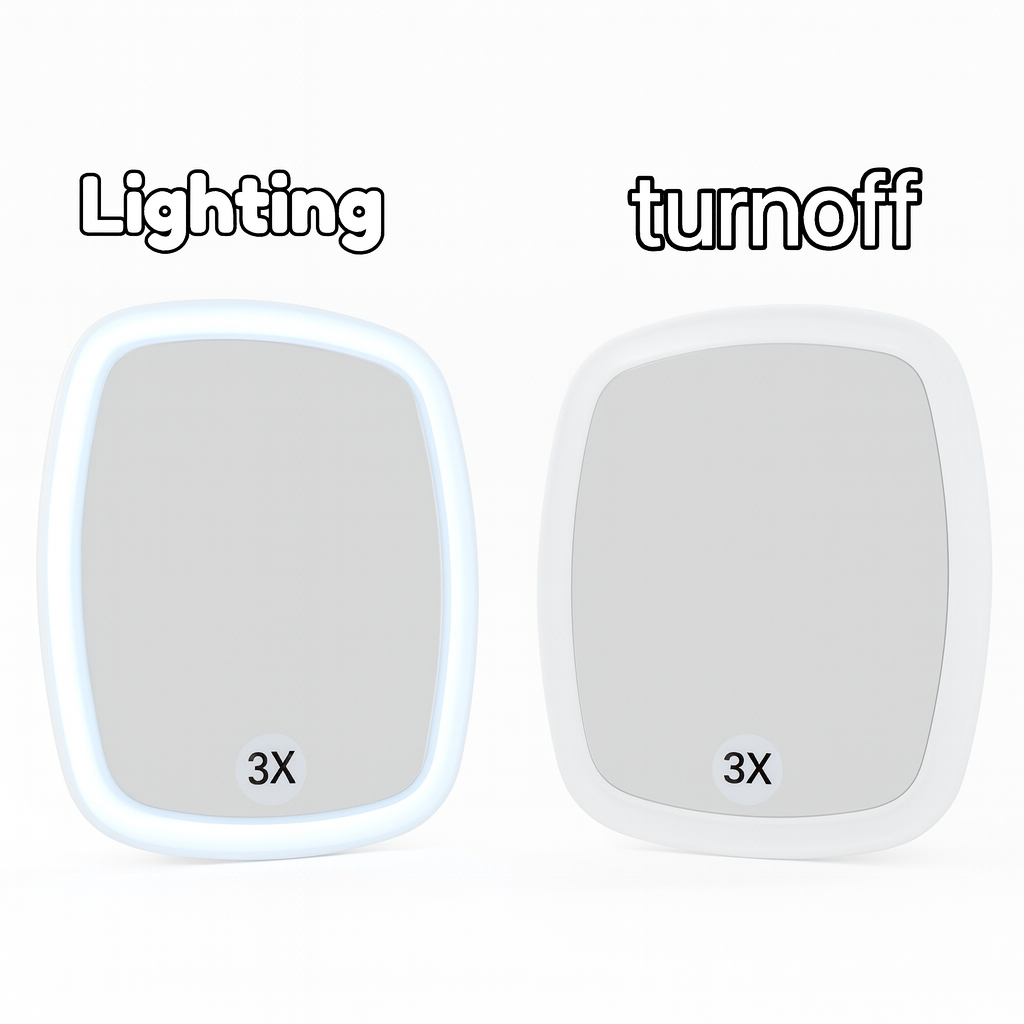 Rechargeable Travel Makeup Mirror, 3X Magnifying Makeup Mirror  Tabletop Folding Mirrors for Travel, Touch Screen, Cosmetic - White