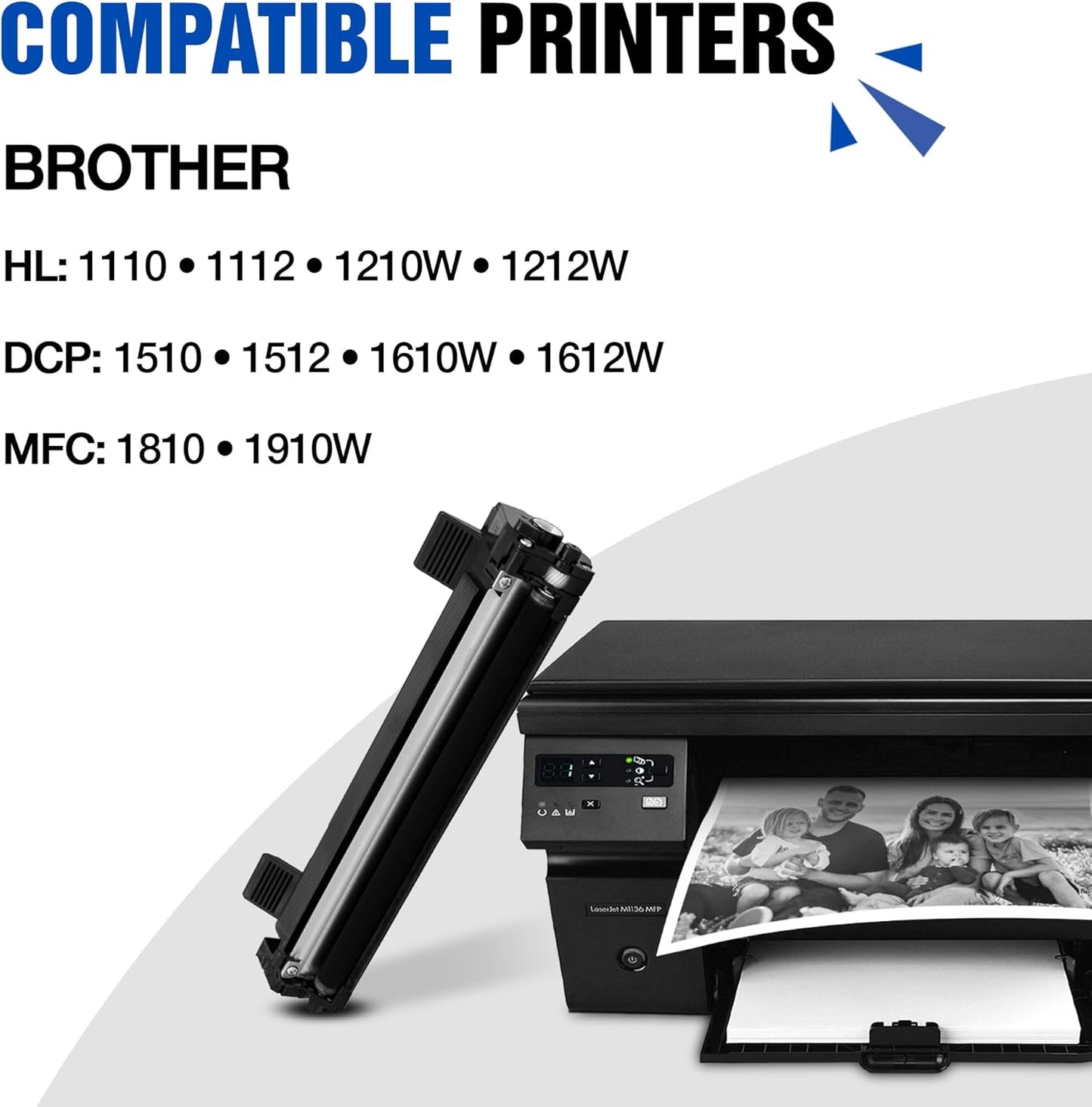 2 Pack Black Toner Cartridge for Brother TN-1050 Replacement for Brother HL-1110 1112 1210W 1212W, DCP-1510 1512, 1610W, 1612W, MFC-1910W 1810 Printer, High-Yield - Printing Saver