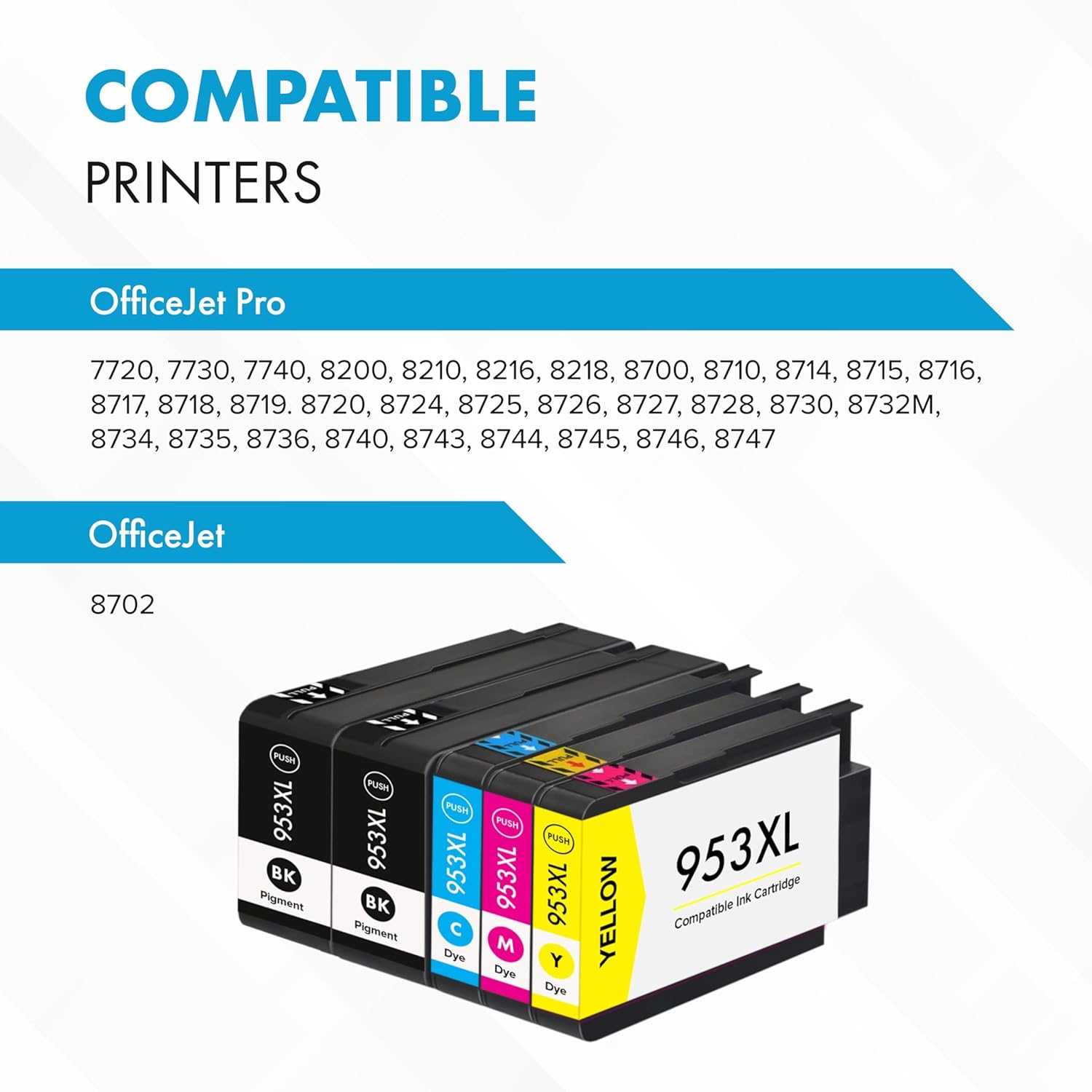 953XL Ink Cartridges Multipack (1 Black, 1 Cyan, 1 Magenta, 1 Yellow) | Compatible with HP OfficeJet & OfficeJet Pro Printers - Printing Saver