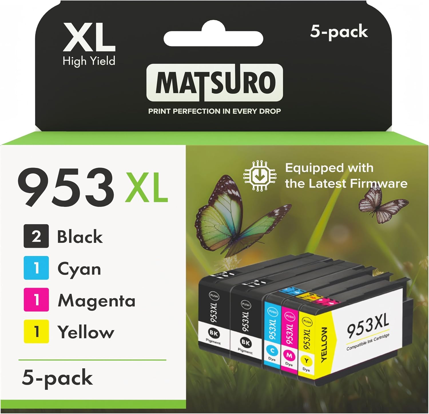953XL Ink Cartridges Multipack (1 Black, 1 Cyan, 1 Magenta, 1 Yellow) | Compatible with HP OfficeJet & OfficeJet Pro Printers - Printing Saver