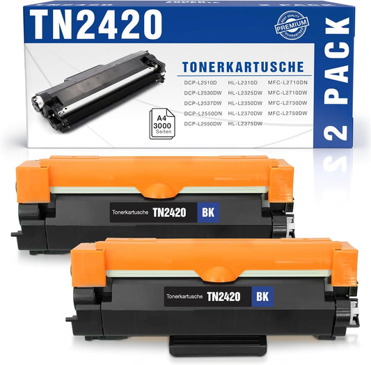 TN 2410 TN 2420 Tonerkartusche Schwarz Kompatibel mit Brother DCP-L2530DW Brother HL-L2350DW Brother MFC-L2710DW Drucker, 2er-Pack - Printing Saver
