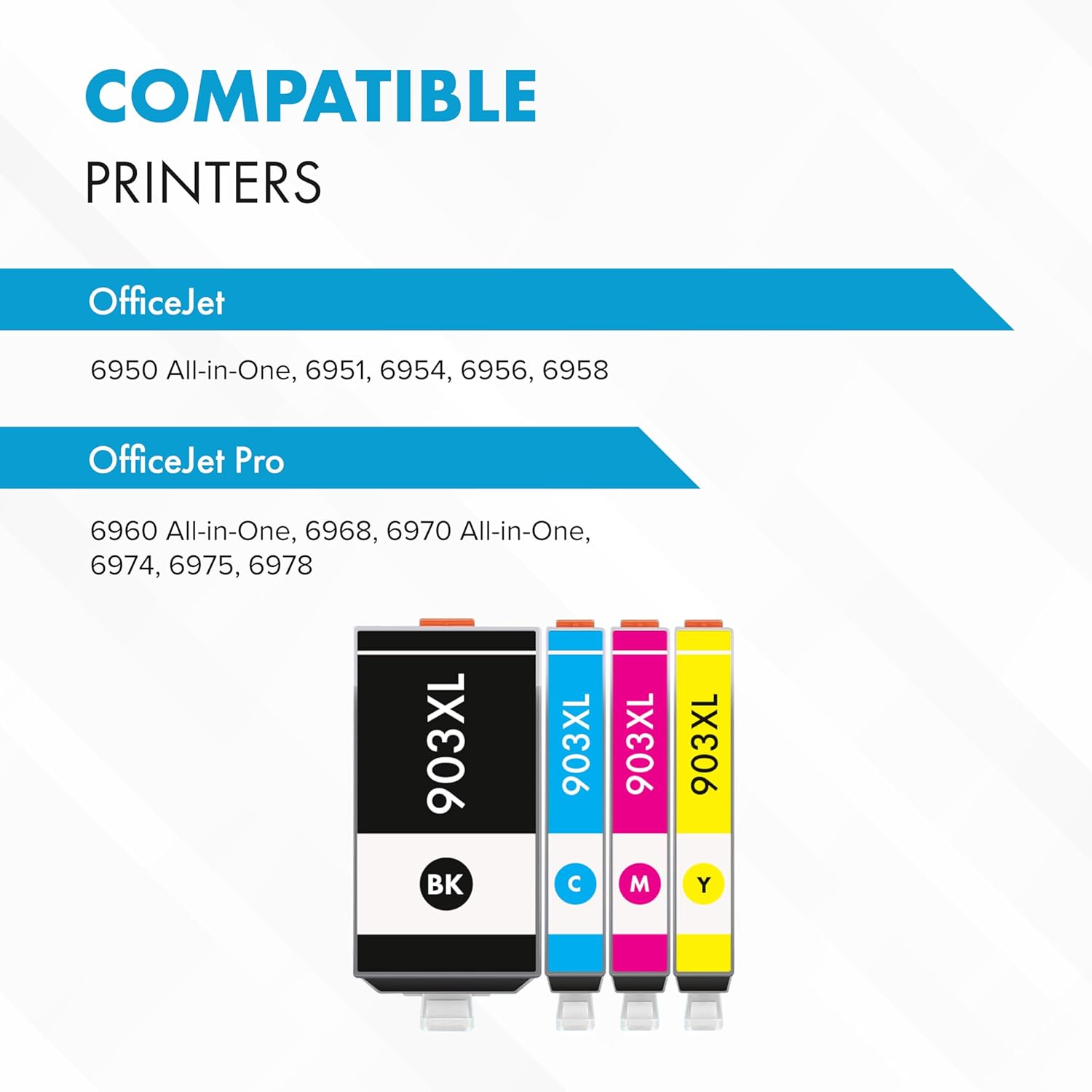 903 XL Multipack Ink Cartridges Replacement for HP 903 XL with Upgraded Chip Compatible for HP Officejet Pro 6970 6960 Officejet 6950 6960 All-in-One Inkjet (1x Black XL & 1x C/M/Y) - Printing Saver