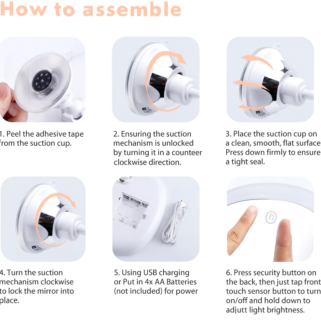 Rechargeable Travel Makeup Mirror, 3X Magnifying Makeup Mirror  Tabletop Folding Mirrors for Travel, Touch Screen, Cosmetic - White