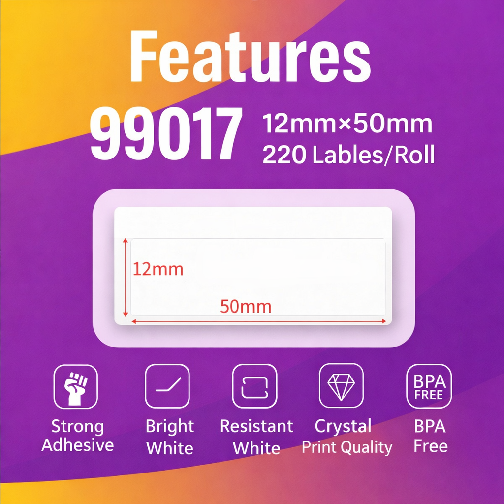 10x 99017 50 x 12 mm Compatible Suspension File Labels Rolls (220 Labels per Roll) for LabelWriter 310 320 330 4XL 400 450 Turbo/Twin Turbo/Duo & Seiko SLP Label Printers