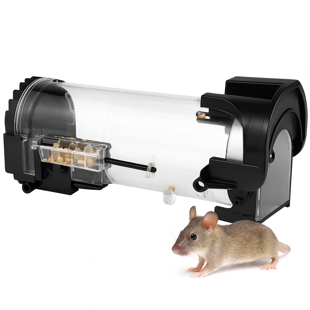 Humane Mouse Traps, Live Capture Mouse Trap for Indoors & Outdoors, Reusable, Easy to Use and Clean, Black and Clear, 23.5cm x 8cm x 8cm, 1 Pack