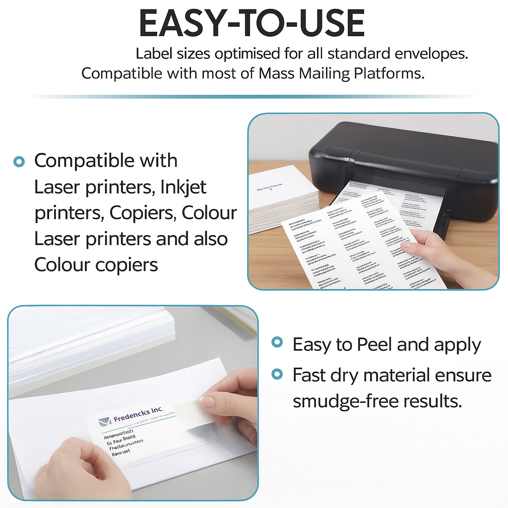A4 Self Adhesive Address Labels, 65 Labels Per Sheet, 100 Sheets,6,500 Labels,38 x 21.2 mm, Printable Sticky Paper Labels for Office & Home(65 Labels per A4 Sheet)