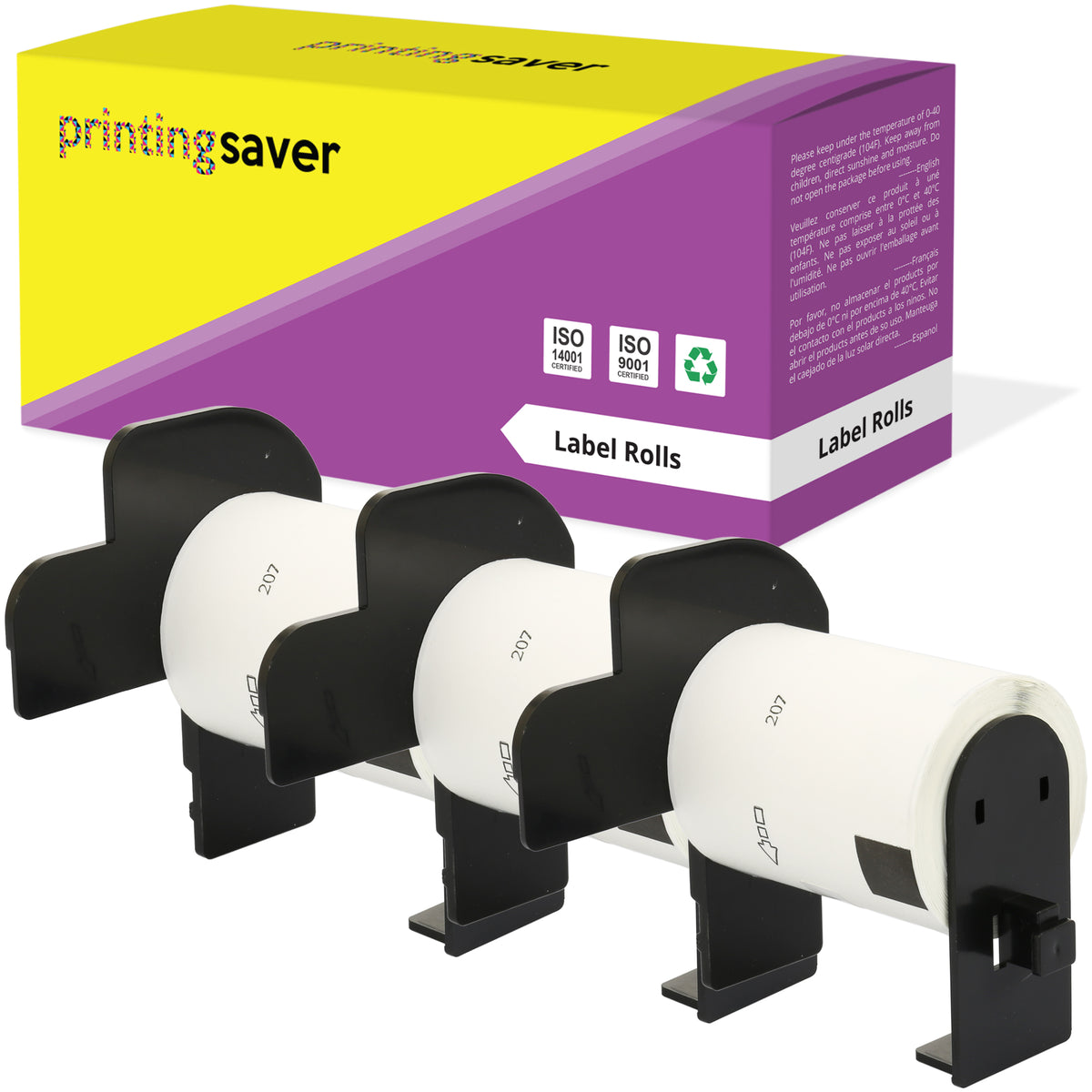 Compatible Roll DK11207 DK-11207 58mm x 58mm CD/DVD Film Labels for Brother P-Touch - Printing Saver