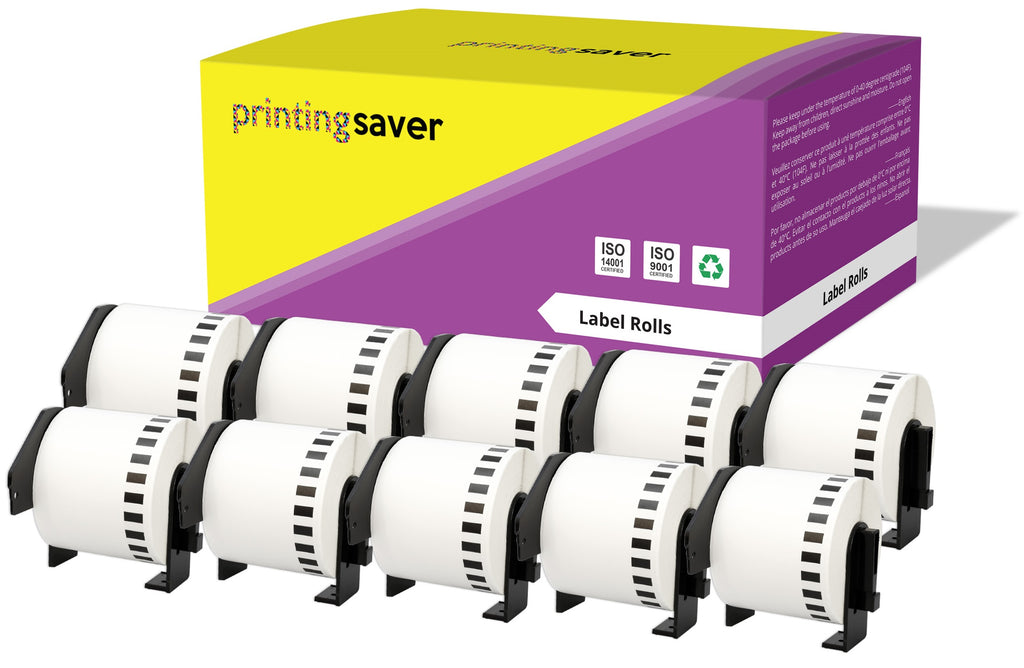 5 Roll Compatible For Brother DK22205 62Mm X 30.48M Continuous White Length Paper Tape Labels With Refillable Cartridge I.881803498