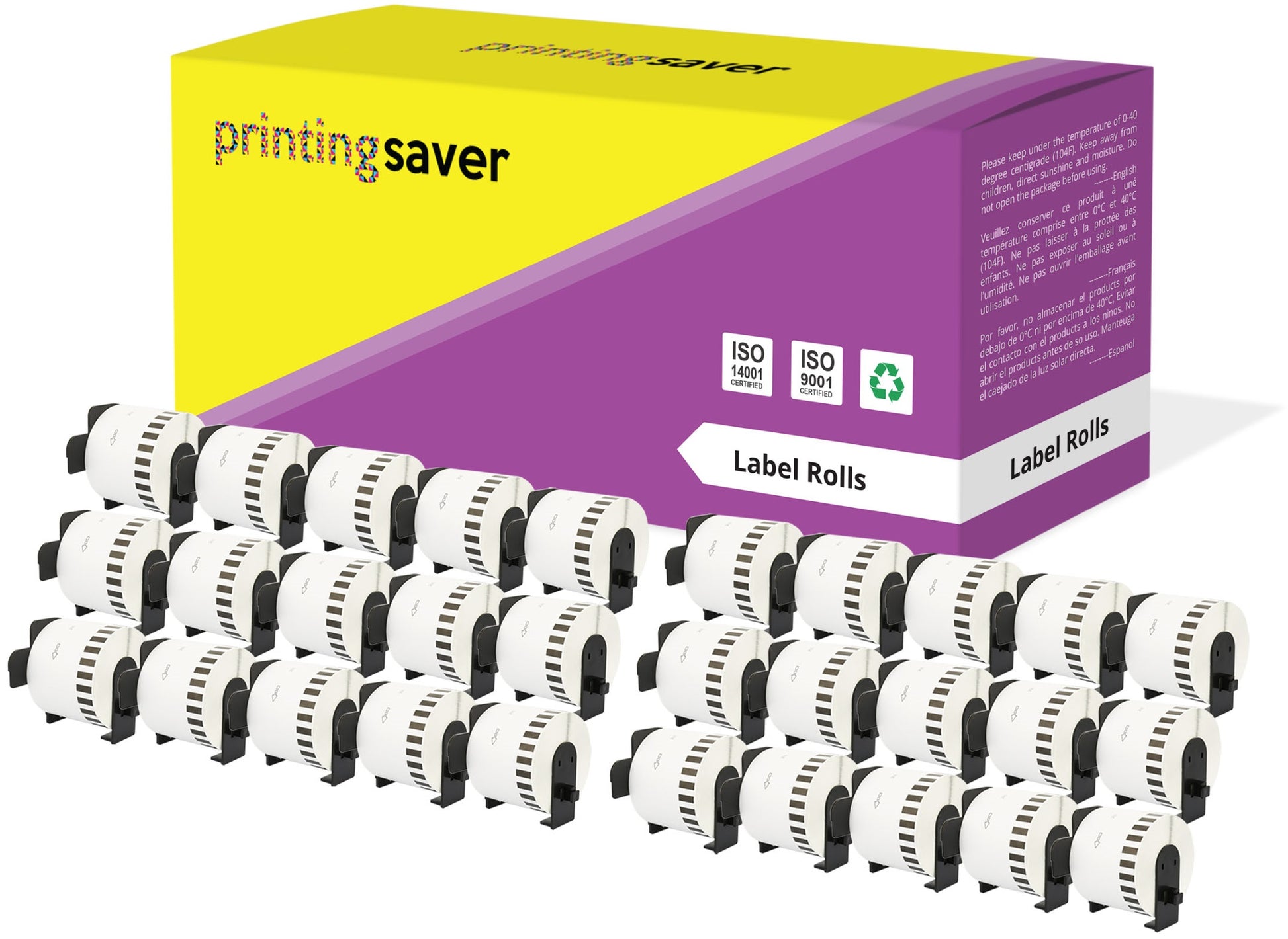 Compatible Roll DK44205 DK-44205 62mm x 30.48m Continuous Removable Labels for Brother P-Touch QL-1050 QL-550 QL-500 QL-570 - Printing Saver