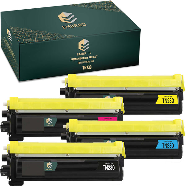 EMBRIIO TN-230 Set of 4 Compatible Toner Cartridges Replacement for Brother HL-4140CN HL-4150CDN HL-4570CDW HL-4570CDWT DCP-9055CDN DCP-9270CDN MFC-9460CDN MFC-9465CDN MFC-9970CDW