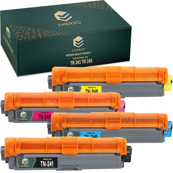 EMBRIIO TN241 TN245 Set of 4 Compatible Toner Cartridges Replacement for Brother HL-3140CW 3150CDW 3170CDW DCP-9015CDW 9020CDW MFC-9140CDN 9330CDW 9340CDW 9332CDW 9142CDN