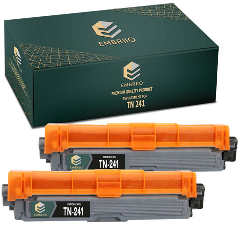 EMBRIIO TN241 TN-241BK 2 Black Compatible Toner Cartridges Replacement for Brother HL-3140CW 3150CDW 3170CDW DCP-9015CDW 9020CDW MFC-9140CDN 9330CDW 9340CDW 9332CDW 9142CDN