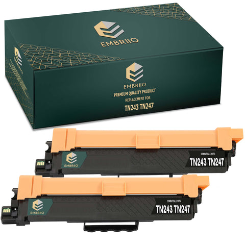 EMBRIIO TN243 TN247 Set of 2 Black Compatible Toner Cartridges Replacement for Brother HL-L3210CW HL-L3230CDW HL-L3270CDW DCP-L3550CDW DCP-L3510CDW MFC-L3710CW MFC-L3750CDW MFC-L3770CDW MFC-L3730CDN