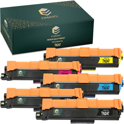 EMBRIIO TN-247 Set of 5 Compatible Toner Cartridges Replacement for Brother DCP-L3550CDW HL-L3210CW DCP-L3510CDW HL-L3230CDW HL-L3270CDW MFC-L3750CDW MFC-L3710CW MFC-L3770CDW MFC-L3730CDN