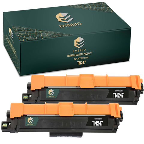 EMBRIIO TN-247 TN-247BK 2 Black Compatible Toner Cartridges Replacement for Brother DCP-L3550CDW HL-L3210CW DCP-L3510CDW HL-L3230CDW HL-L3270CDW MFC-L3750CDW MFC-L3710CW MFC-L3770CDW MFC-L3730CDN