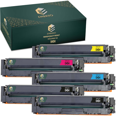 EMBRIIO 045H 045 Set of 5 Compatible Toner Cartridges Replacement for Canon i-SENSYS MF631Cn MF633Cdw MF635Cx LBP611Cn LBP613Cdw imageCLASS MF632Cdw MF634Cdw LBP612Cdw