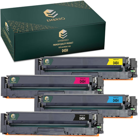 EMBRIIO 045H 045 Set of 4 Compatible Toner Cartridges Replacement for Canon i-SENSYS MF631Cn MF633Cdw MF635Cx LBP611Cn LBP613Cdw imageCLASS MF632Cdw MF634Cdw LBP612Cdw