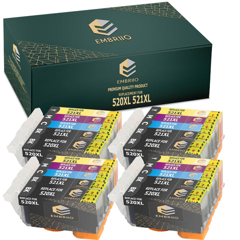 EMBRIIO PGI-520 CLI-521 Set of 20 Compatible Ink Cartridges 520 521 Replacement for Canon Pixma MP560 MP640 MP630 MP620 iP4600 iP4700 iP3600 MP540 MP990 MP980 MP550 MX870 MX860