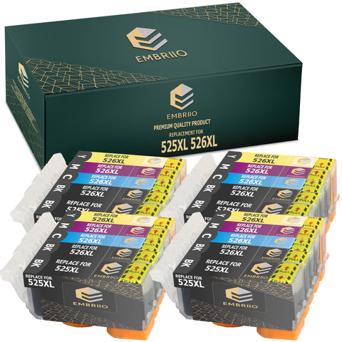 EMBRIIO PGI-525 CLI-526 Set of 20 Compatible Ink Cartridges 525 526 XL Replacement for Canon Pixma MG5350 MG5250 MG5150 MG6150 MG6250 iP4850 iP4950 MX895 MX885 MX715 iX6550 MG8150 MG8250