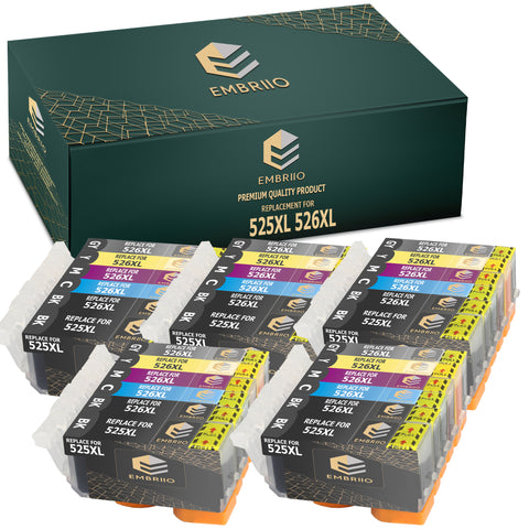 EMBRIIO PGI-525 CLI-526 Set of 30 Compatible Ink Cartridges 525 526 XL Replacement for Canon Pixma MG6150 MG6250 MG8150 MG8250