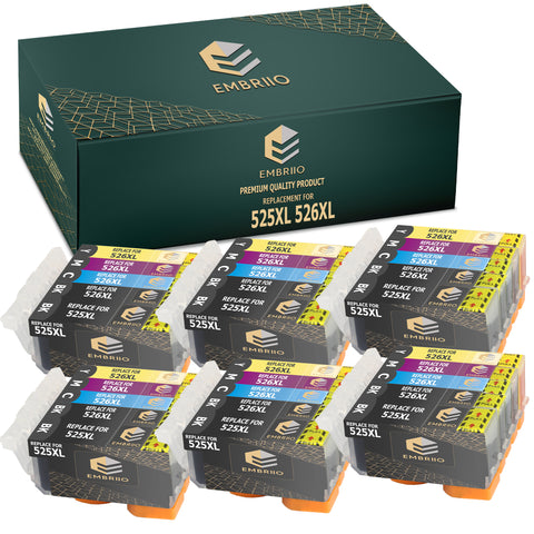 EMBRIIO PGI-525 CLI-526 Set of 30 Compatible Ink Cartridges 525 526 XL Replacement for Canon Pixma MG5350 MG5250 MG5150 MG6150 MG6250 iP4850 iP4950 MX895 MX885 MX715 iX6550 MG8150 MG8250