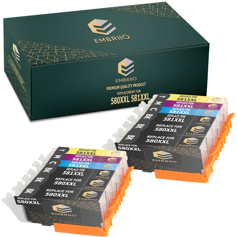 EMBRIIO PGI-580XXL CLI-581XXL Set of 12 Compatible Ink Cartridges 580 581 XXL Replacement for Canon Pixma TS6150 TS6250 TS8150 TS8250 TR8550 TS9550 TS705 TR7550 TS9150 TS6251 TS6151 TS8151 TS8251