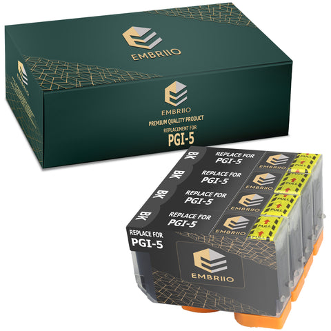 EMBRIIO PGI-5 | 4 BLACK Compatible Ink Cartridges Replacement for Canon Pixma iX4000 iX5000 iP3300 iP3500 MP510 MP520 MX700
