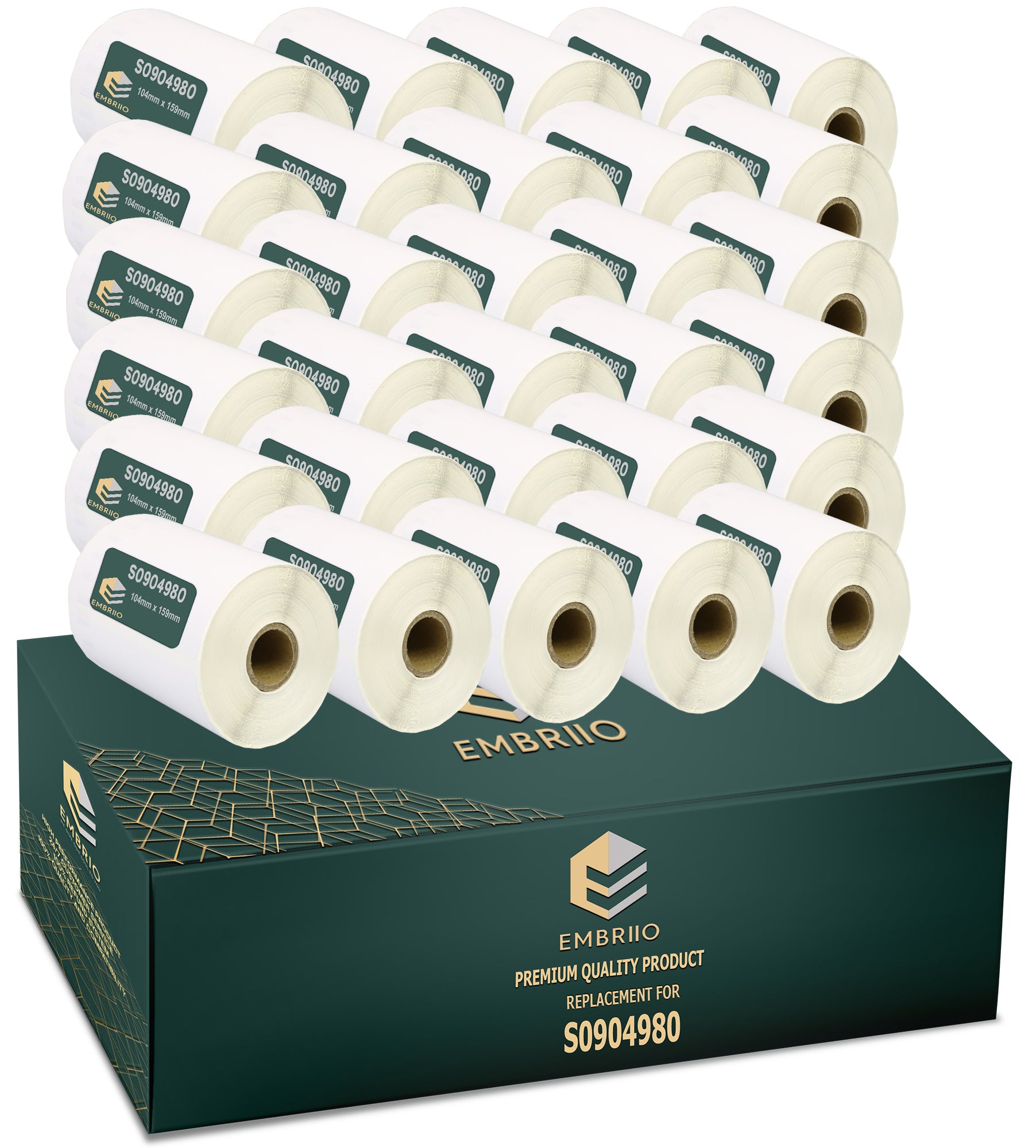 Compatible Dymo S0904980 labels - Shipping Label Rolls - 104mm x 159mm