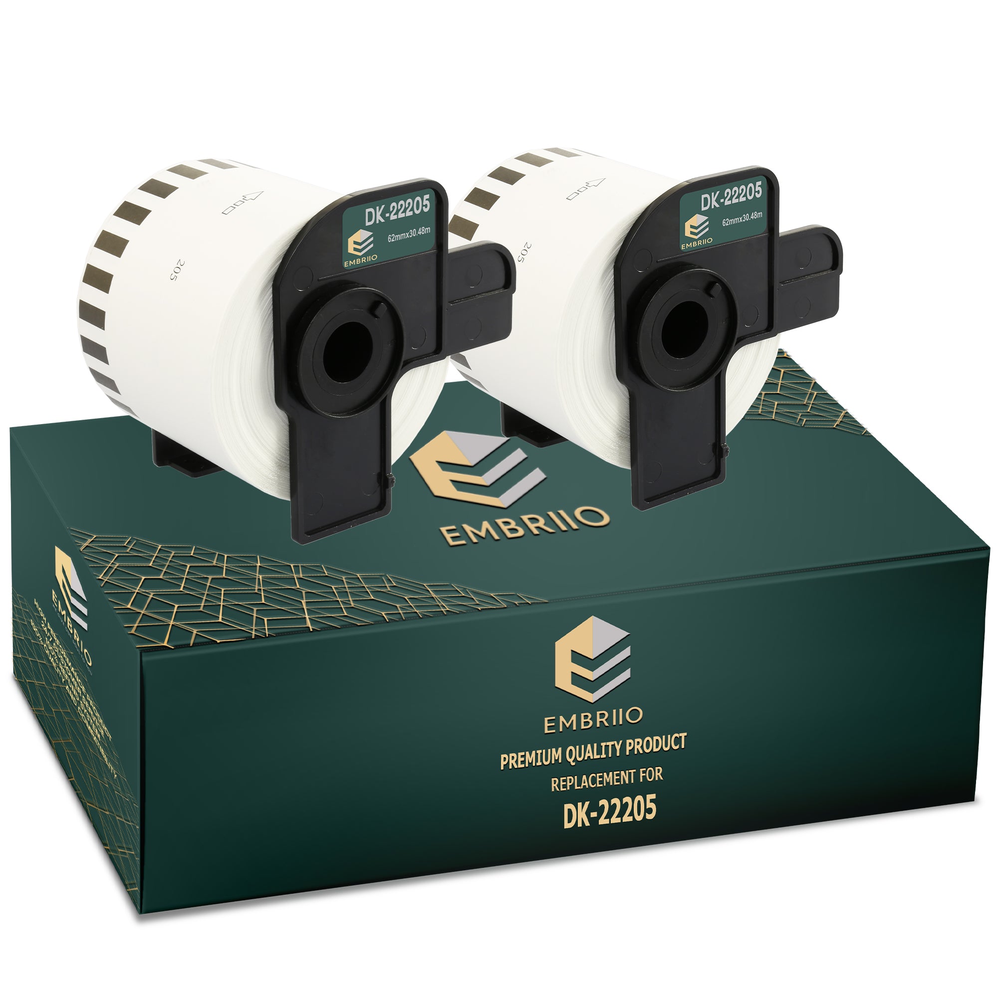 5 Rouleaux Étiquettes Continues Brother DK22205 Compatible - 62mm X 30.48m