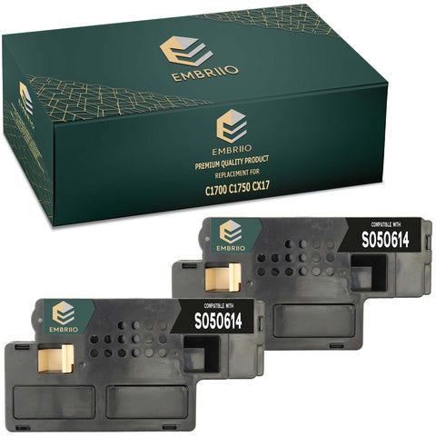 EMBRIIO S050614 Set of 2 Black Compatible Toner Cartridges Replacement for Epson AcuLaser C1700 C1750N C1750W CX17 CX17NF CX17WF