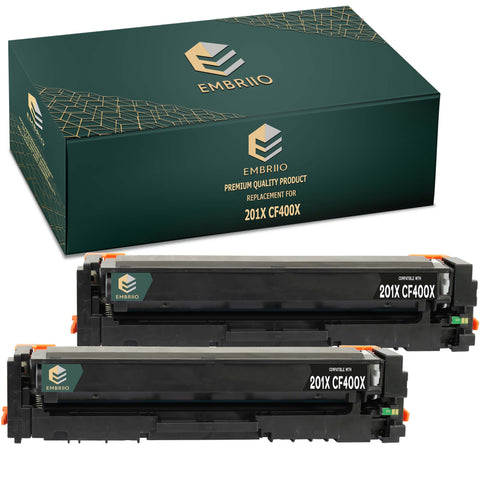 EMBRIIO CF400X 201X Set of 2 Black Compatible Toner Cartridges Replacement for HP Color LaserJet Pro MFP M277dw M277n M274n M252dw M252n