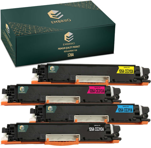 EMBRIIO 126A CE310A-CE313A Set of 4 Compatible Toner Cartridges Replacement for HP LaserJet Pro CP1025 CP1025nw CP1020 100 MFP M175 M175a M175nw | HP TopShot LaserJet Pro M275 M275nw