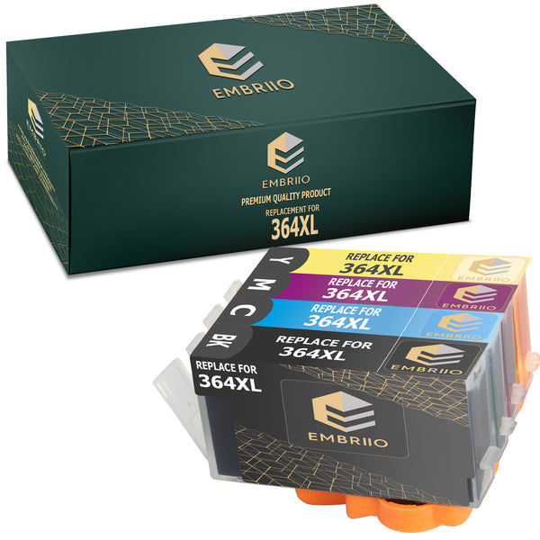 EMBRIIO 364XL 364 XL Set of 4 Compatible Ink Cartridges Replacement for HP Photosmart 5520 6520 5510 6510 OfficeJet 4620 Deskjet 3520 3070A Photosmart B210a B110a 5514 B109n 5515 5524 5522 6515 B209a