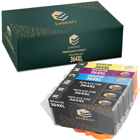 EMBRIIO 364XL 364 XL Set of 6 Compatible Ink Cartridges Replacement for HP Photosmart 7520 7510 C6380 C5380 C510a C309a C310a D5460