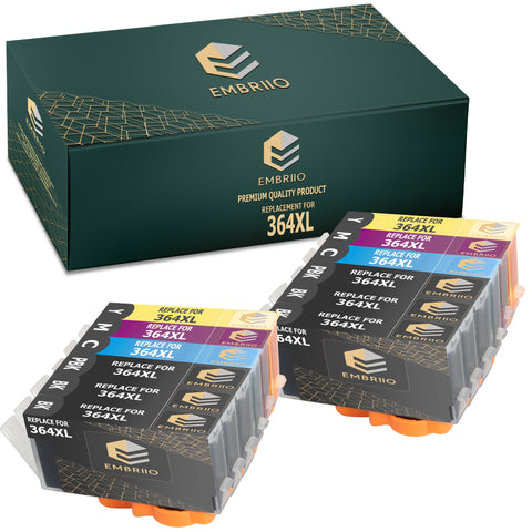 EMBRIIO 364XL 364 XL Set of 12 Compatible Ink Cartridges Replacement for HP Photosmart 7520 7510 C6380 C5380 C510a C309a C310a D5460