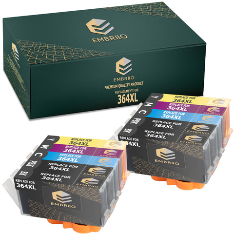 EMBRIIO 364XL 364 XL Set of 10 Compatible Ink Cartridges Replacement for HP Photosmart 7520 7510 C6380 C5380 C510a C309a C310a D5460